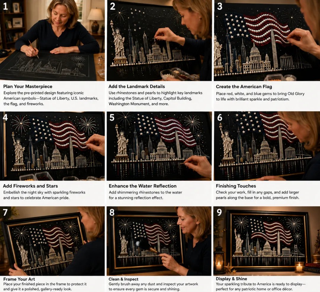 🦅America 250th Anniversary Pearl Art Kit – Stars & Stripes Skyline Limited Edition