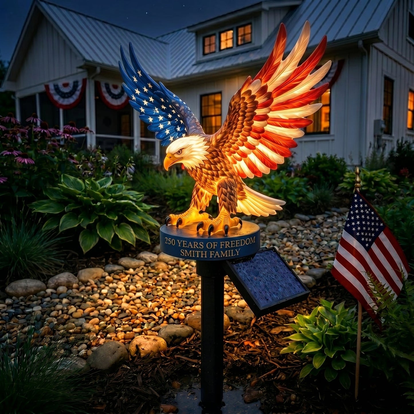 π¦
Personalized Solar Eagle Garden Light β A Glowing Tribute to American Freedom