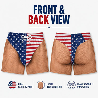 🇺🇸 Funny Patriotic Men's Swim Trunks – Freedom & Chill Summer Beach Shorts 🏖️😎