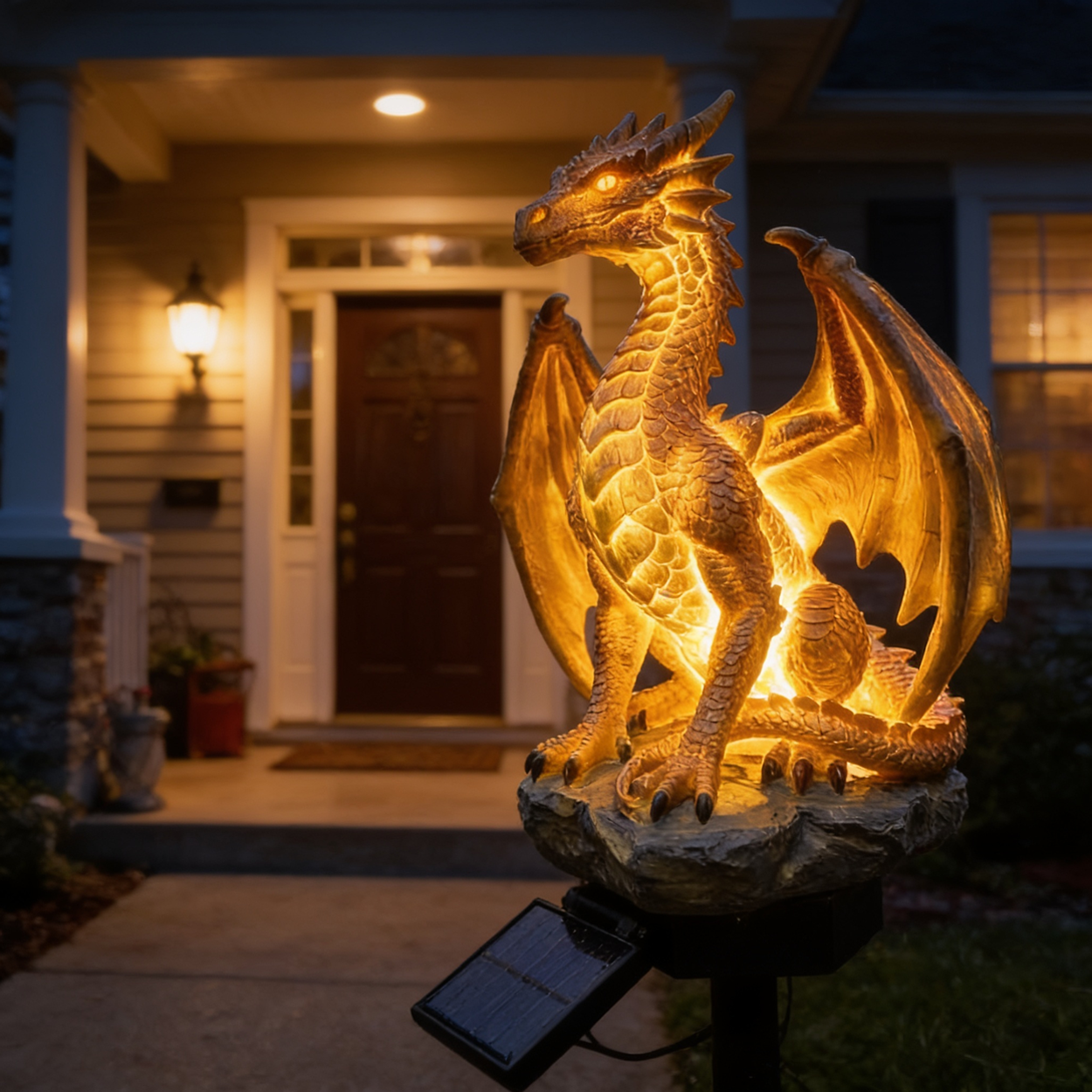 🐉Solar Dragon Garden Statue Light – Golden Ember Fantasy Outdoor Decor