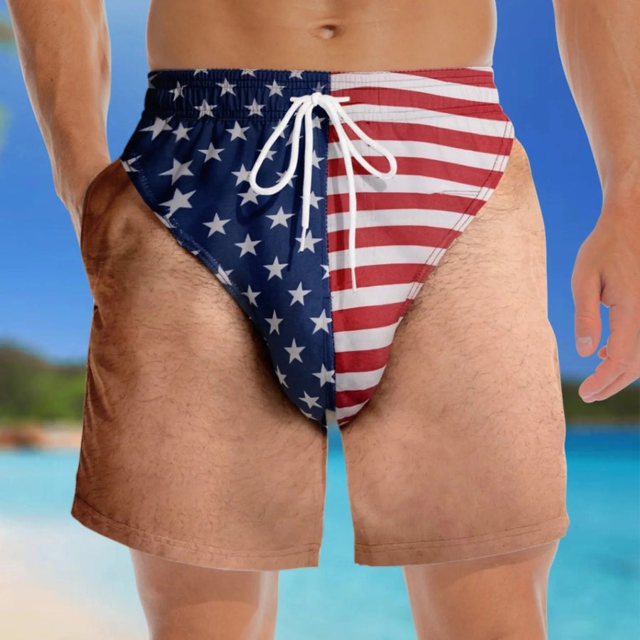 🇺🇸 Funny Patriotic Men's Swim Trunks – Freedom & Chill Summer Beach Shorts 🏖️😎