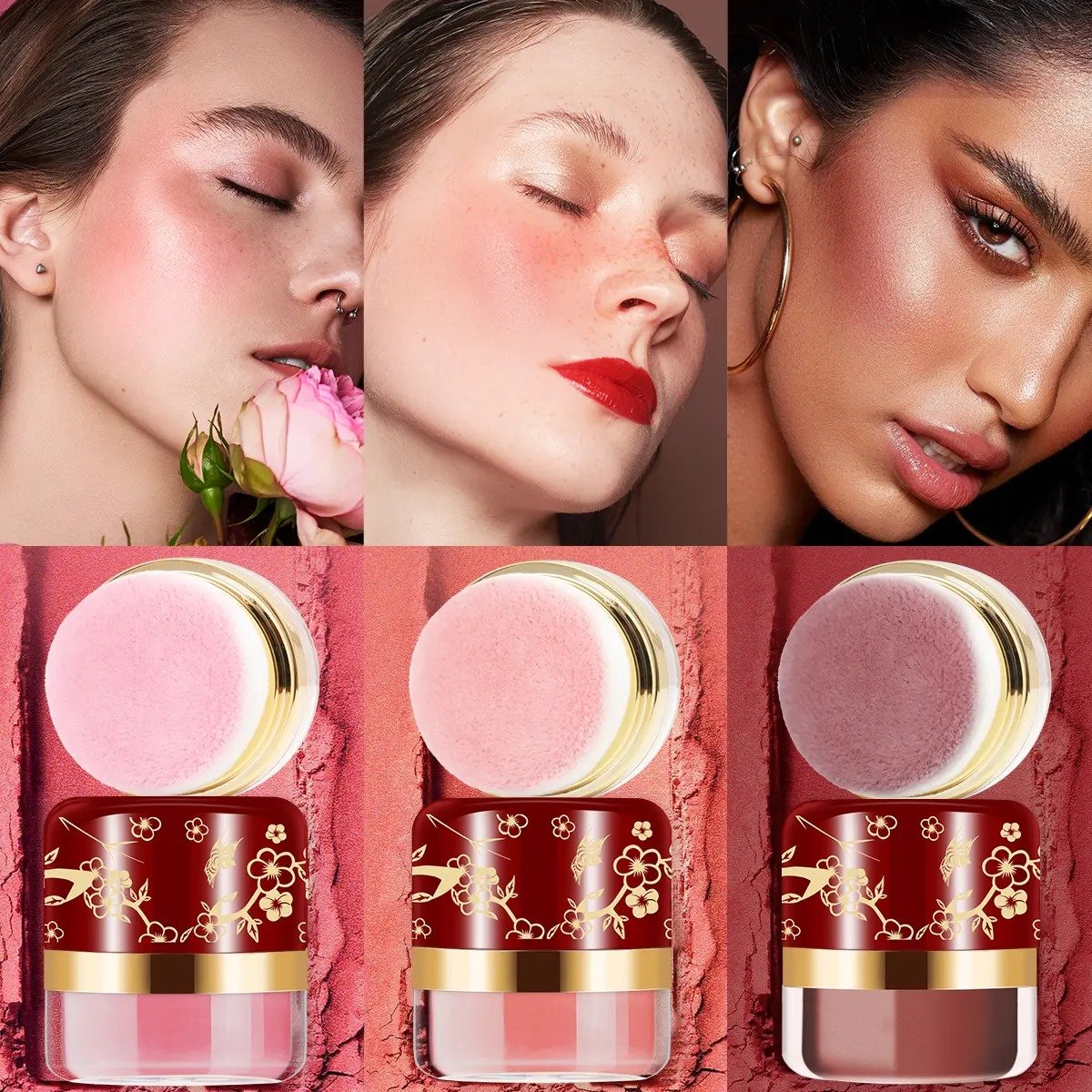 3-Piece Lazy Blush Set – Effortless Radiance in Seconds Quick. Natural-Looking Blush  Built-in Mirror 🪞