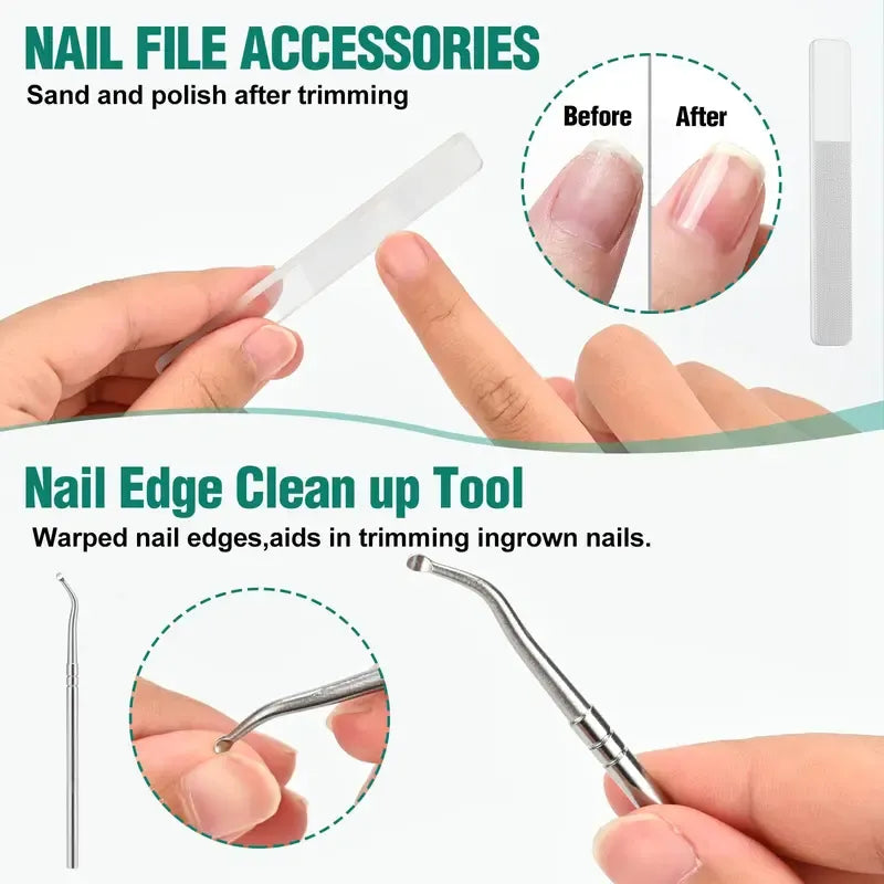 ✂️✨ Eagle Beak Wide Jaw Nail Clippers Set | Anti-Splash 25° Slanted Blade for Thick & Ingrown Toenails | Ultra-Sharp Stainless Steel Manicure & Pedicure Tool 🦅