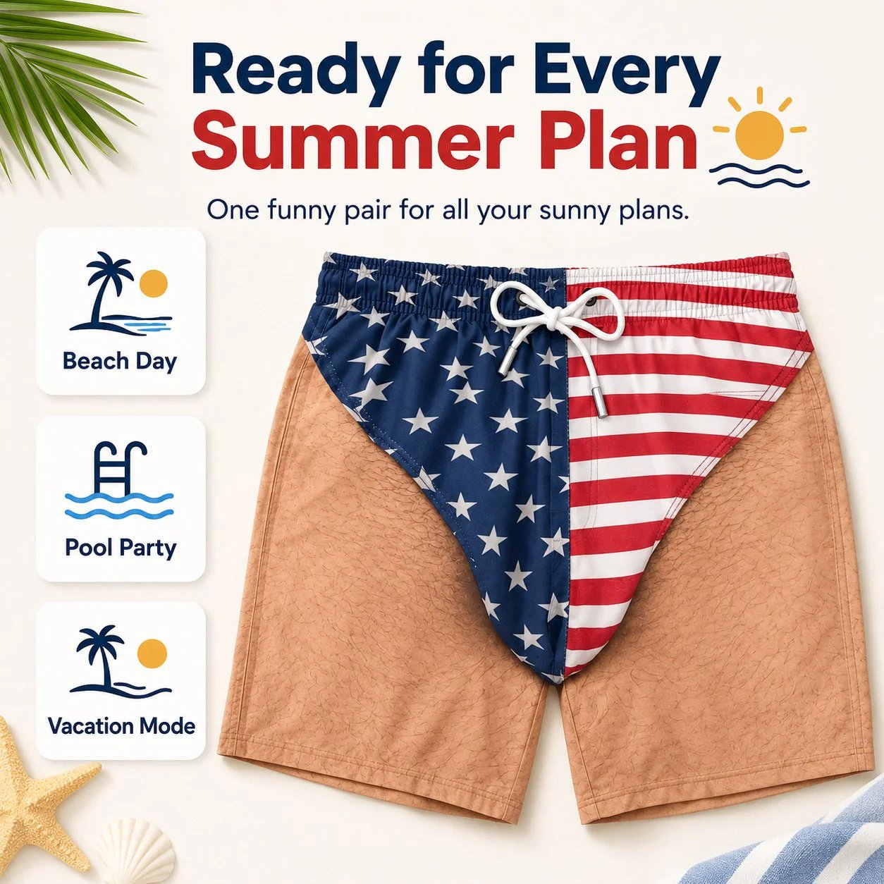 🇺🇸 Funny Patriotic Men's Swim Trunks – Freedom & Chill Summer Beach Shorts 🏖️😎