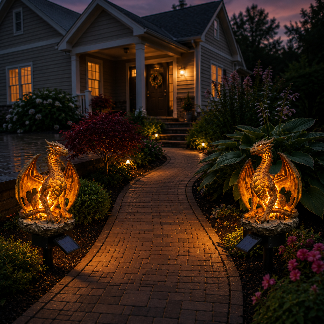 🐉Solar Dragon Garden Statue Light – Golden Ember Fantasy Outdoor Decor