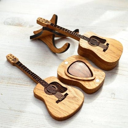 🔥2026 Special 49% OFF🔥-🎁Mini Cute Edition Wooden Guitar Plectrum Case🎸