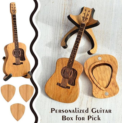 🔥2026 Special 49% OFF🔥-🎁Mini Cute Edition Wooden Guitar Plectrum Case🎸