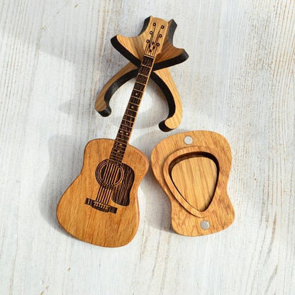 🔥2026 Special 49% OFF🔥-🎁Mini Cute Edition Wooden Guitar Plectrum Case🎸