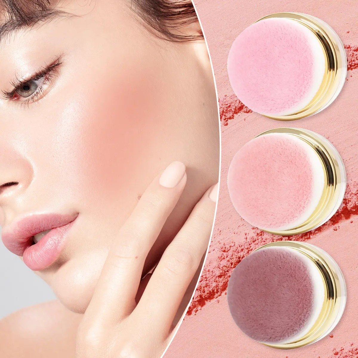 3-Piece Lazy Blush Set – Effortless Radiance in Seconds Quick. Natural-Looking Blush  Built-in Mirror 🪞