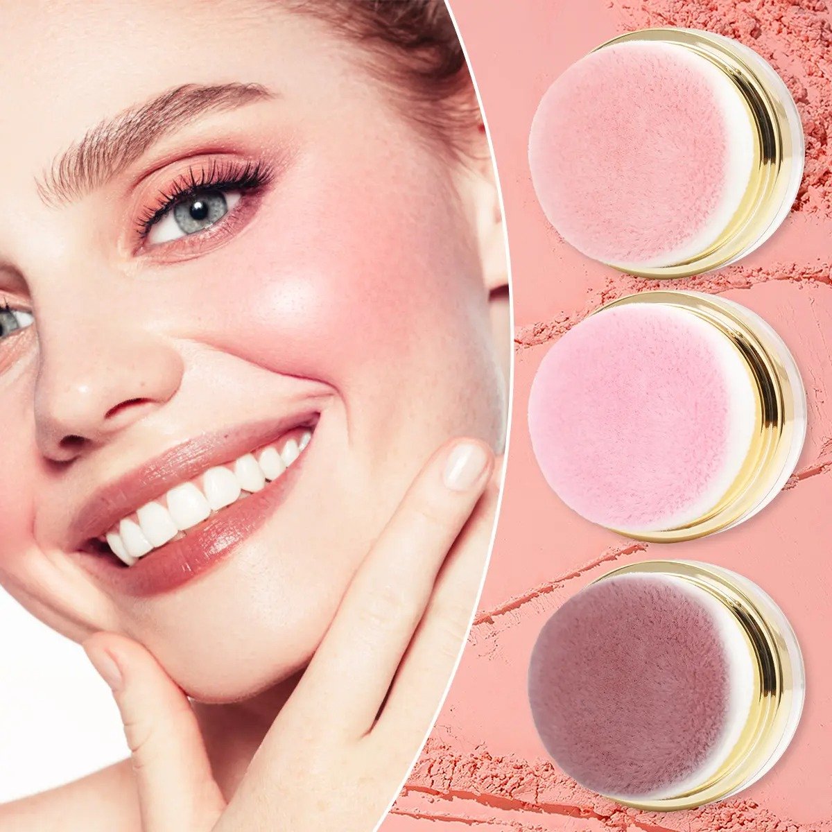 3-Piece Lazy Blush Set – Effortless Radiance in Seconds Quick. Natural-Looking Blush  Built-in Mirror 🪞