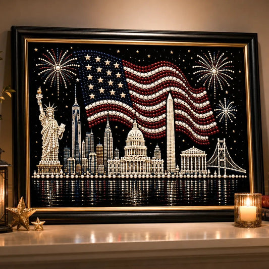 🦅Limited Edition USA 250th Anniversary Handmade Pearl Art Kit – Patriotic Wall Decor